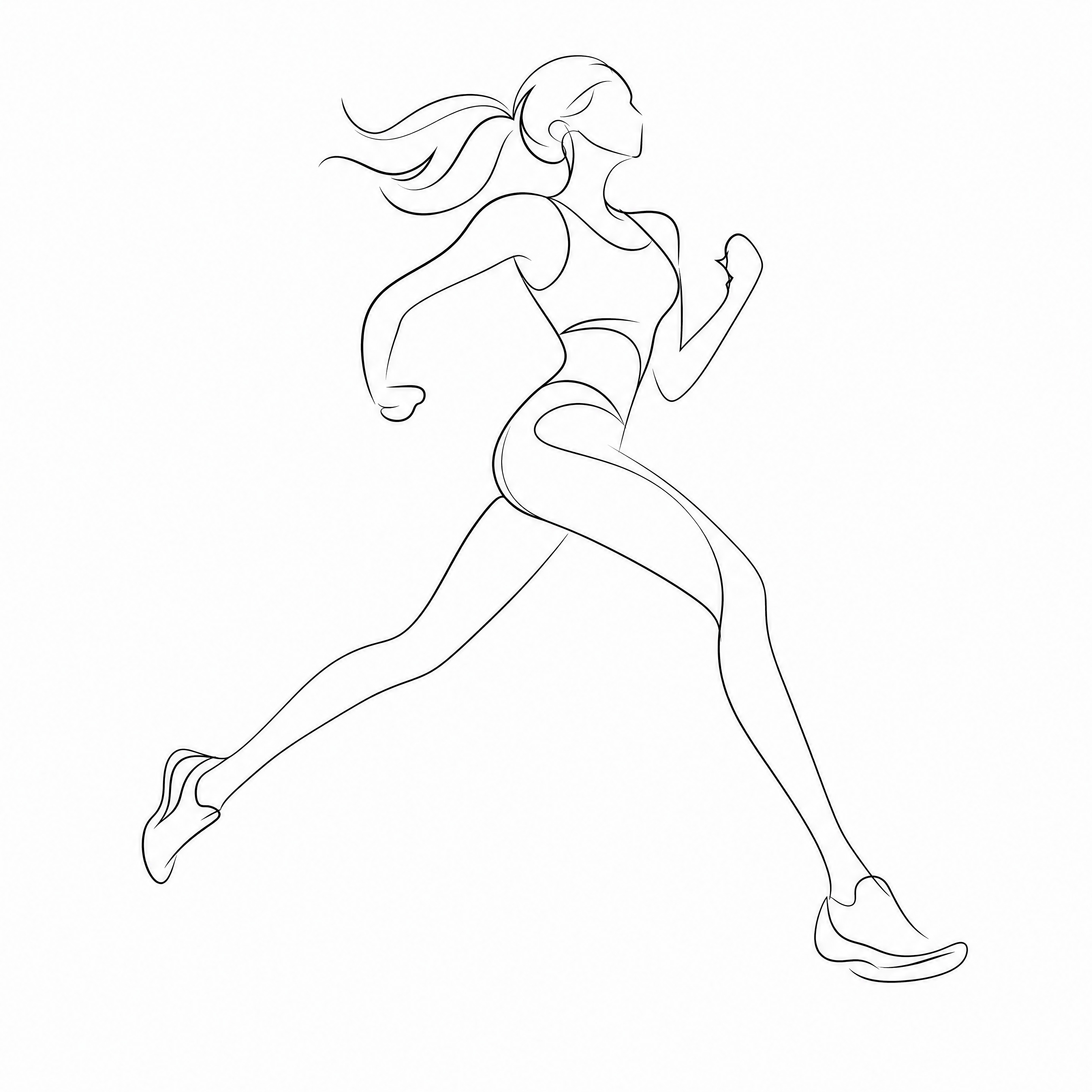 抽象线条高度概括风格年轻女性跑步者，修长人物比例，极简线条艺术… - 图片创意预览