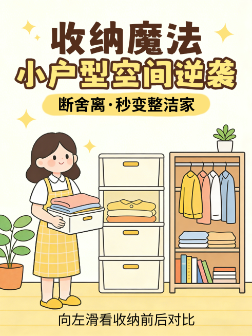 小户型空间逆袭收纳教程小红书封面预览效果
