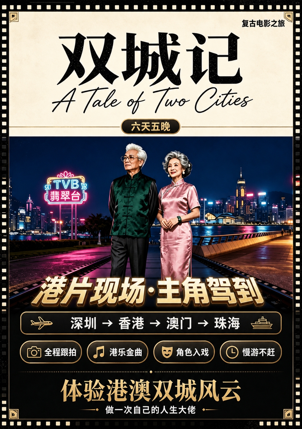 基于参考图进行文字校对修正和排版优化，保留原海报的复古电影胶片… - 图片创意预览