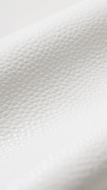 一张纯白色皮革材质的特写纹理图片，皮革表面呈现出细腻、均匀且略带光泽的小荔枝纹肌理，纹理清晰自然，触感光滑且富有弹性，整体质感高级，光线柔和地漫反射在皮革表面，营造出纯净、简约而优雅的氛围，没有任何多余的图案或装饰元素，仅展示皮革本身的天然质感和精致细节。预览效果