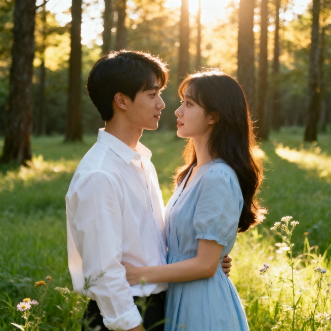 帮我生成20个写实风格的甜蜜浪漫主题的情侣照片，背景包括海边日落、蓝天绿地、室内温馨场景等多种风格，情侣们或相拥、比心、亲吻、对视互动，整体色调丰富多变，洋溢着温暖幸福的氛围，呈现多样化的浪漫视觉叙事预览效果