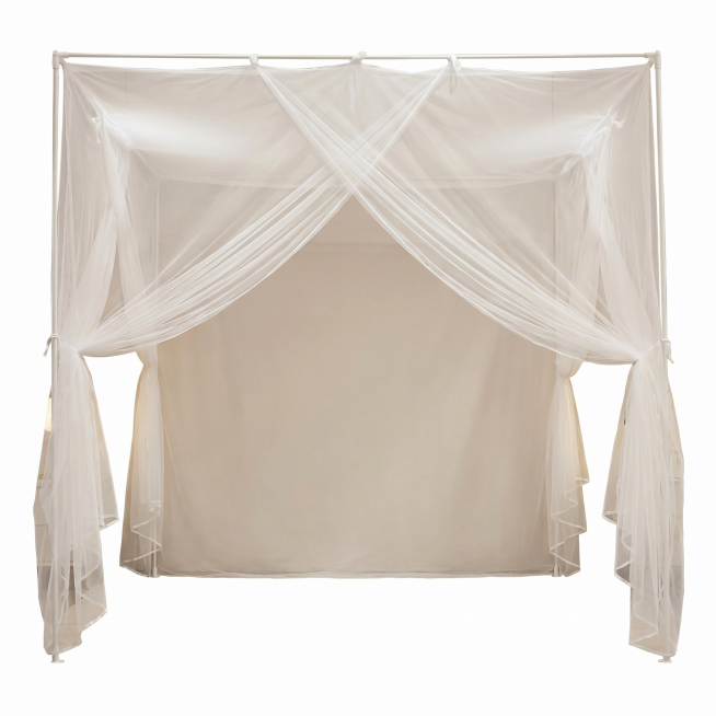 [主图 1] 单人支架蚊帐亚马逊首图。[氛围风格] 温馨舒适家居治愈风，专业简约，符合亚马逊跨境平台规范。[画质] 商业摄影质感，光线柔和通透，产品清晰真实，画面干净高级。[元素] 保持蚊帐产品外观结预览效果