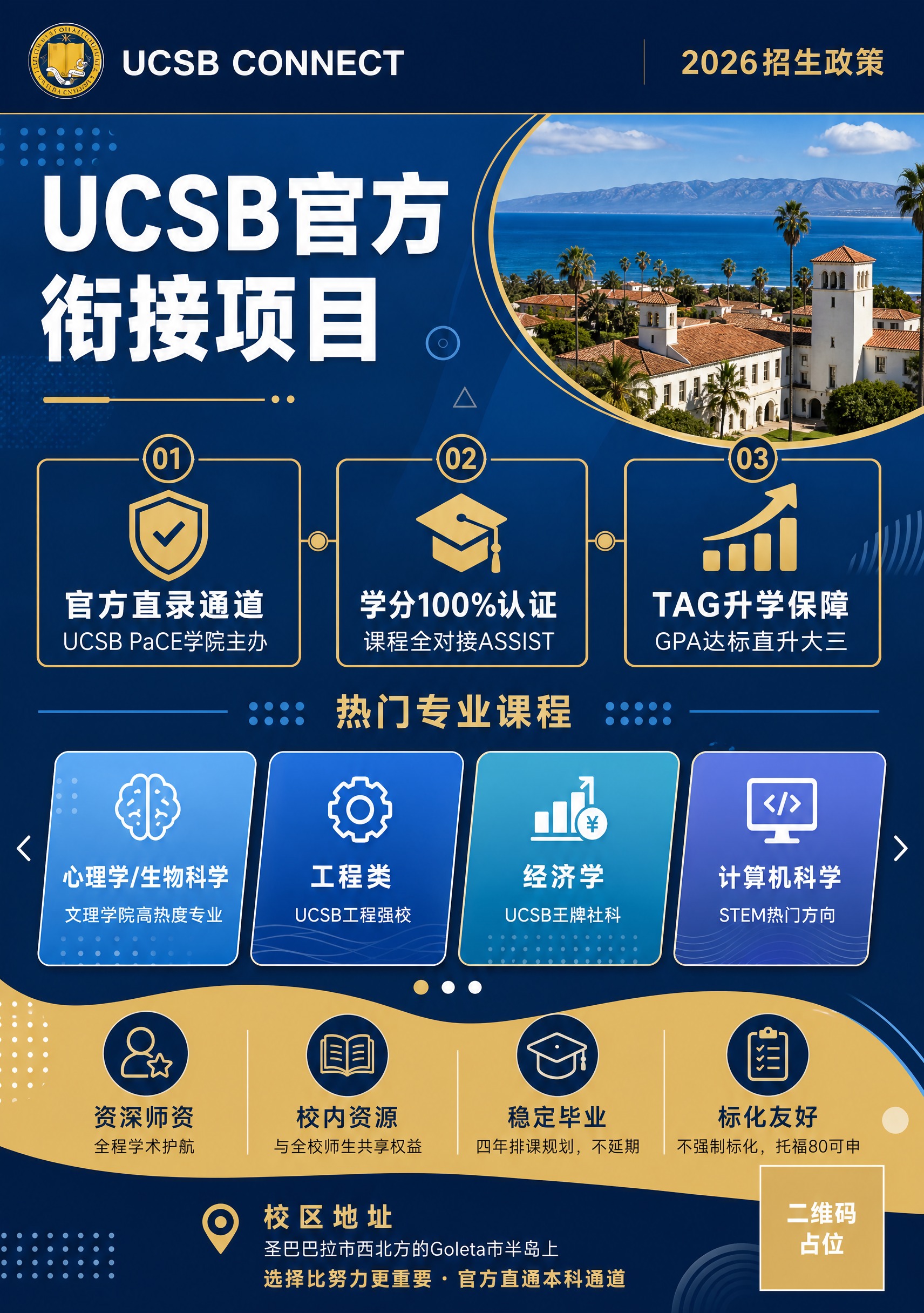 彻底重新设计UCSB官方衔接项目招生海报，采用与原图完全不同的… - 图片创意预览