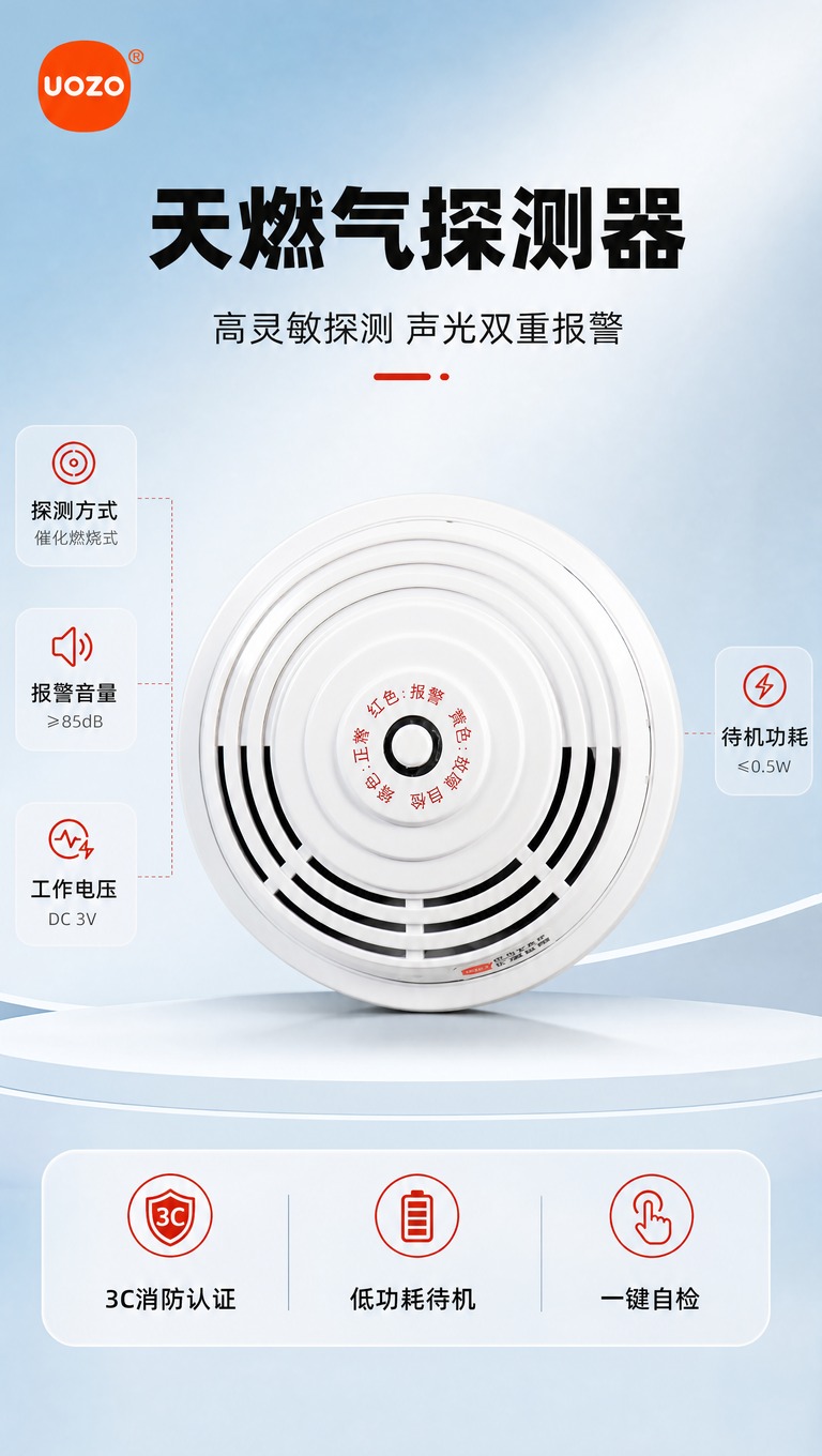 [商品] 使用【图1】左侧正面天燃气探测器产品图；保留圆形白色… - 图片创意预览