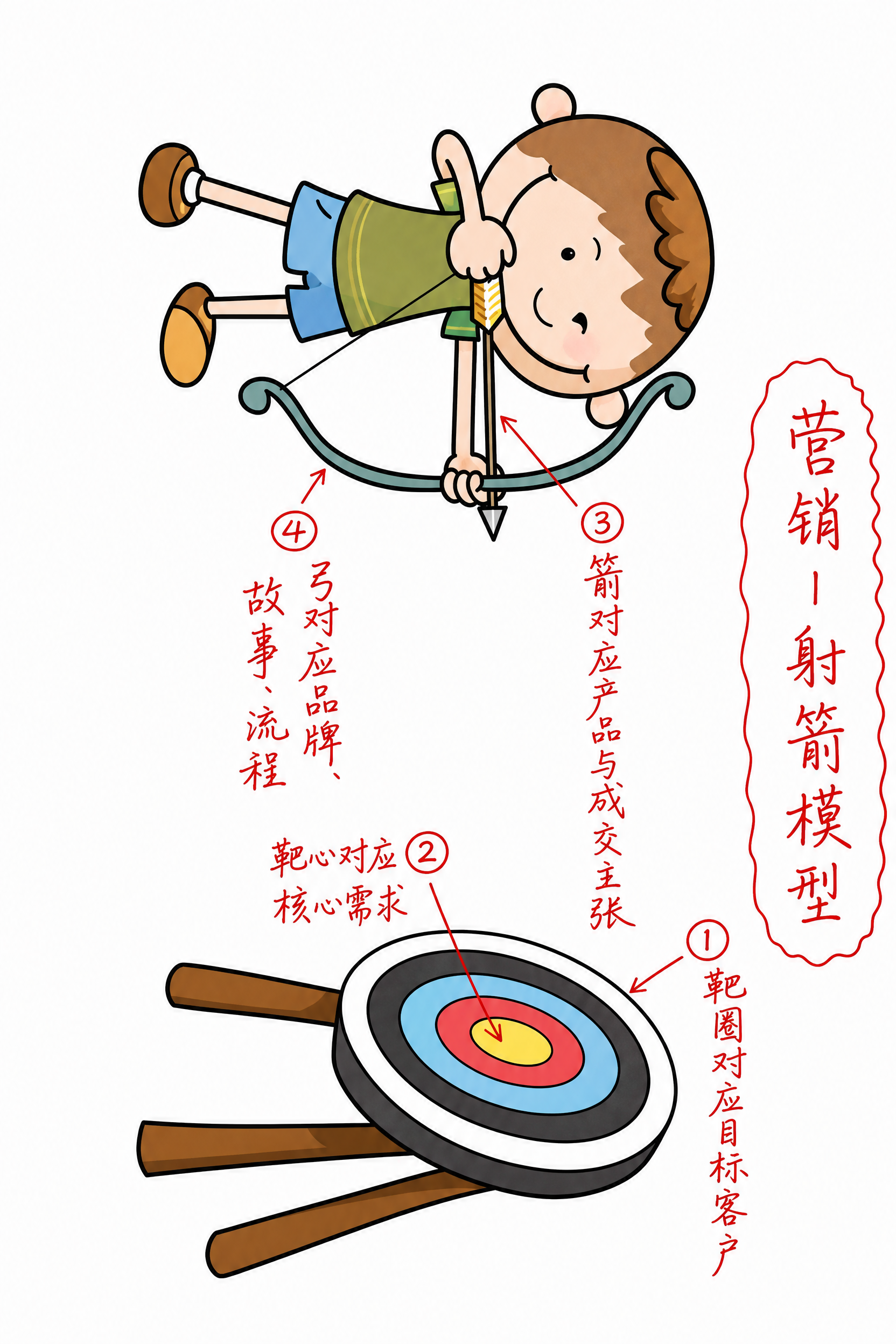 重新生成这张营销一射箭模型的卡通插画，保持原图内容和构图：一个… - 图片创意预览