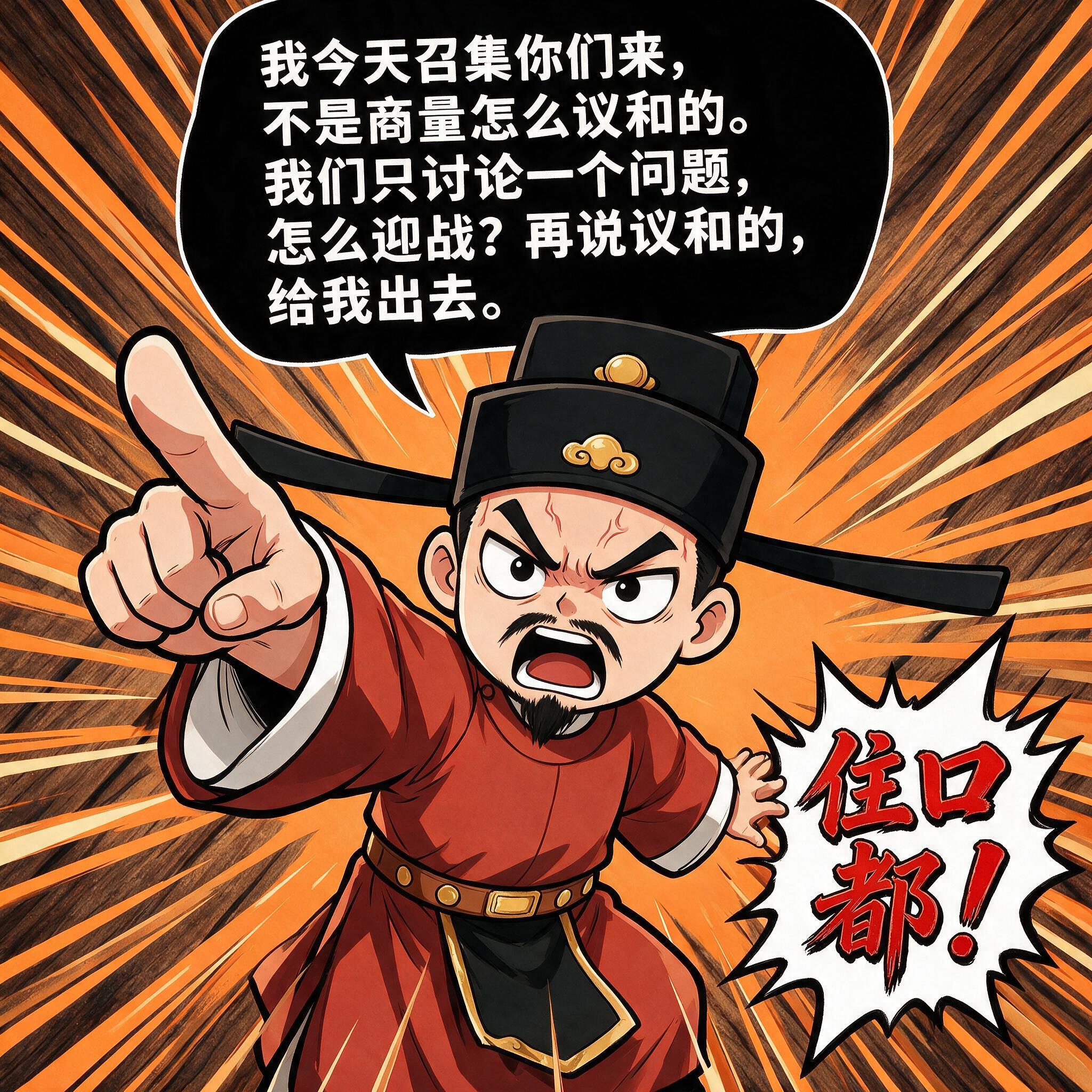 基于参考图修改：1. 给人物脸上加上黑色的胡子，符合宋代官员形… - 图片创意预览