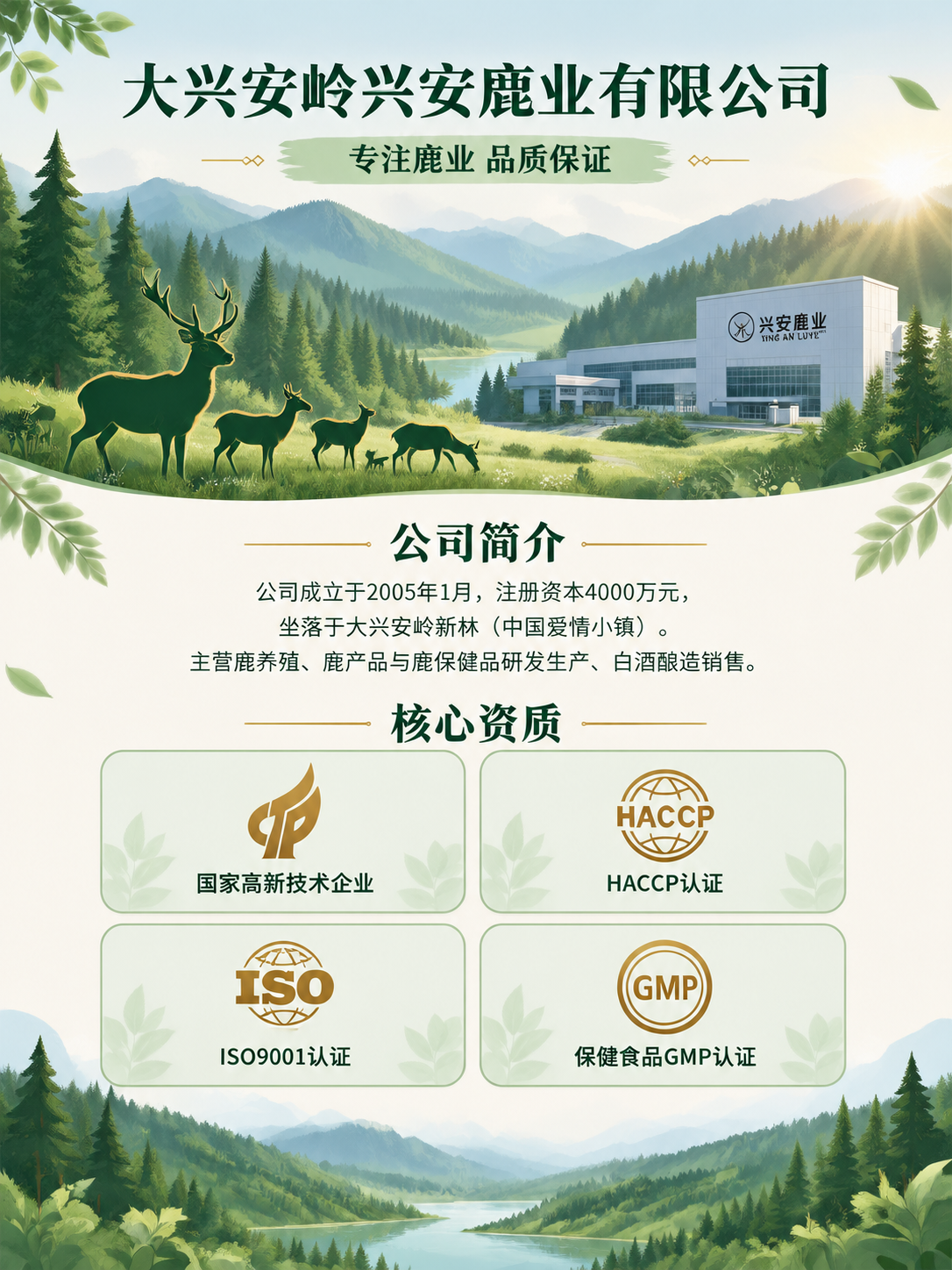 [画面] 目标：将公司简介页重制为清新自然有机山林风格，保留【… - 图片创意预览