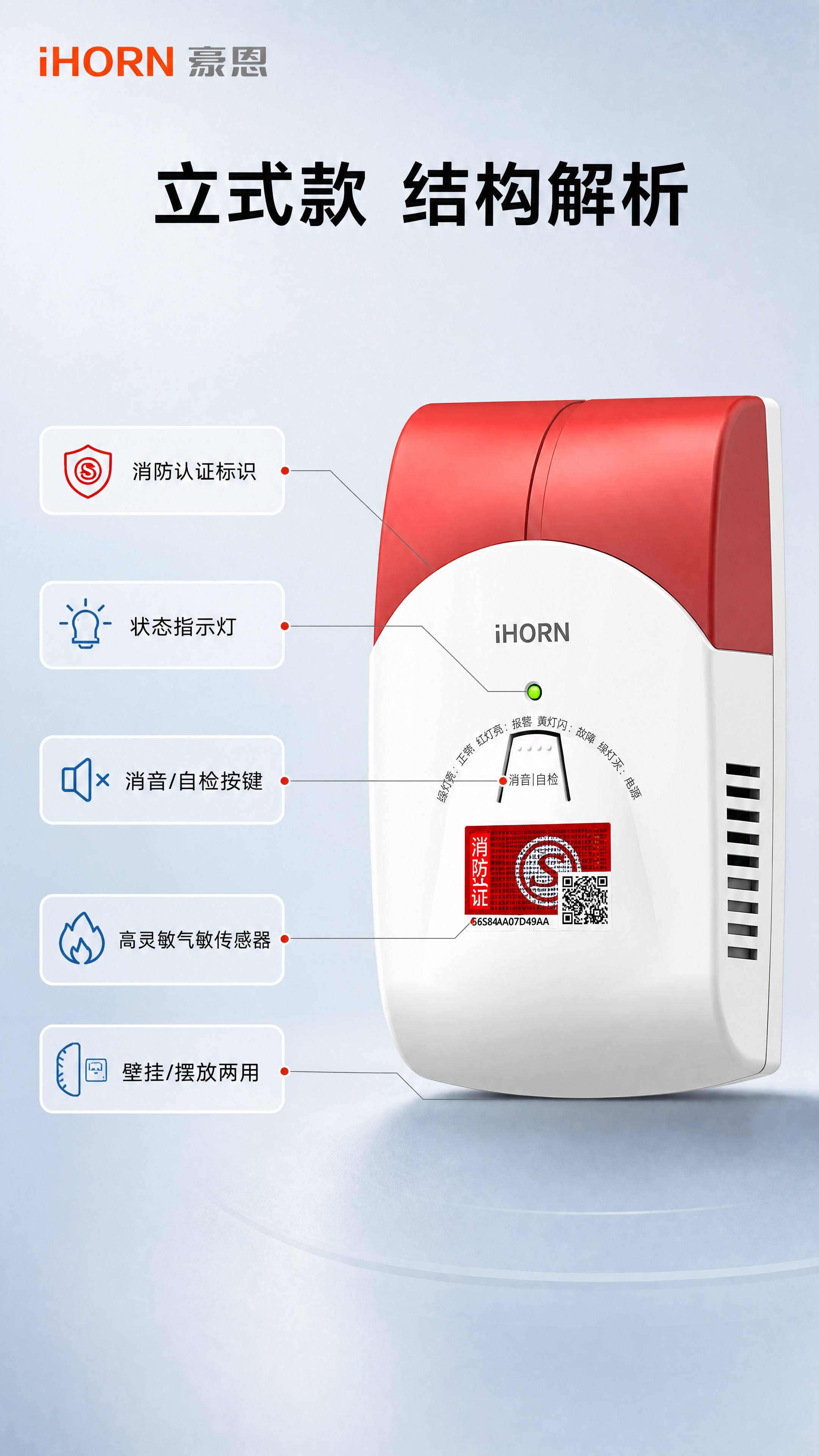 [商品] 使用【图1】右侧红白立式燃气报警器，严格保留产品外观… - 图片创意预览
