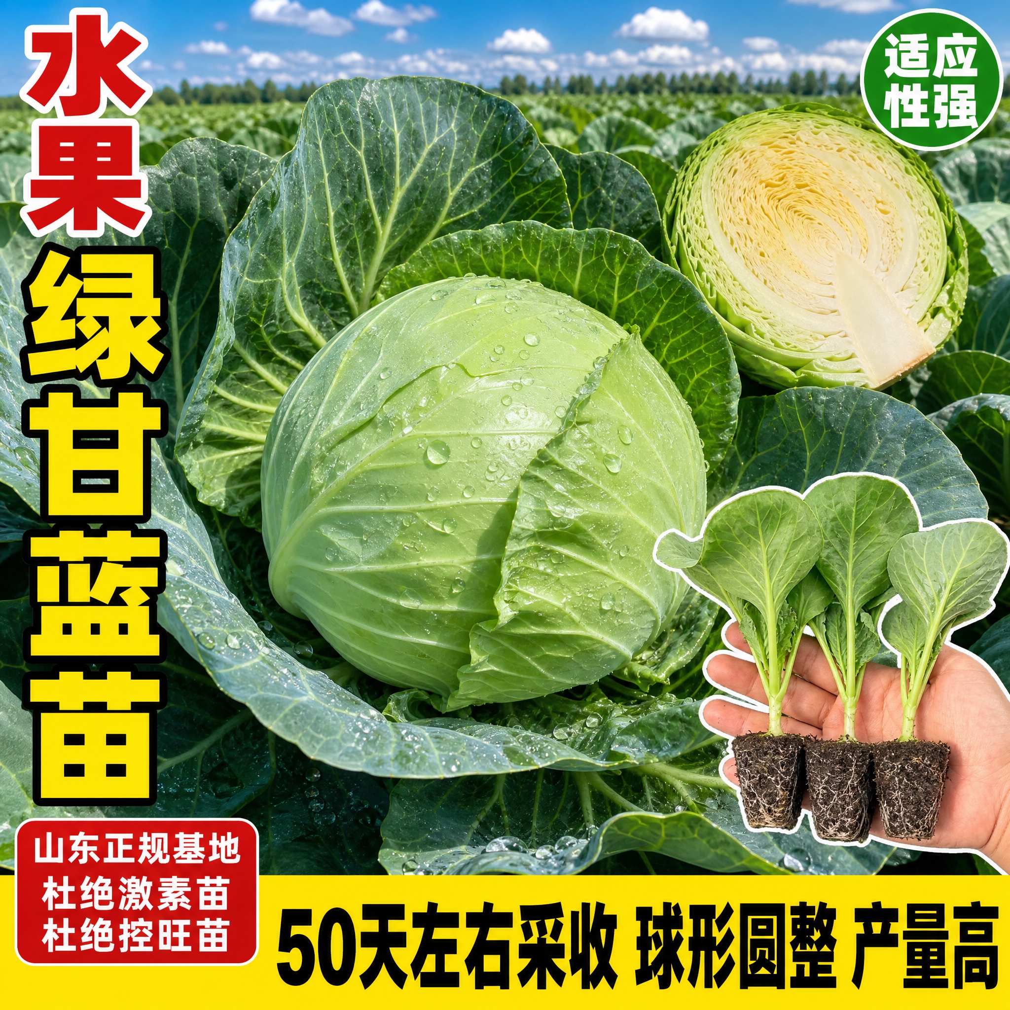 [主图-2] 主题：水果绿甘蓝苗 成熟快 50天采收 产量高… - 图片创意预览