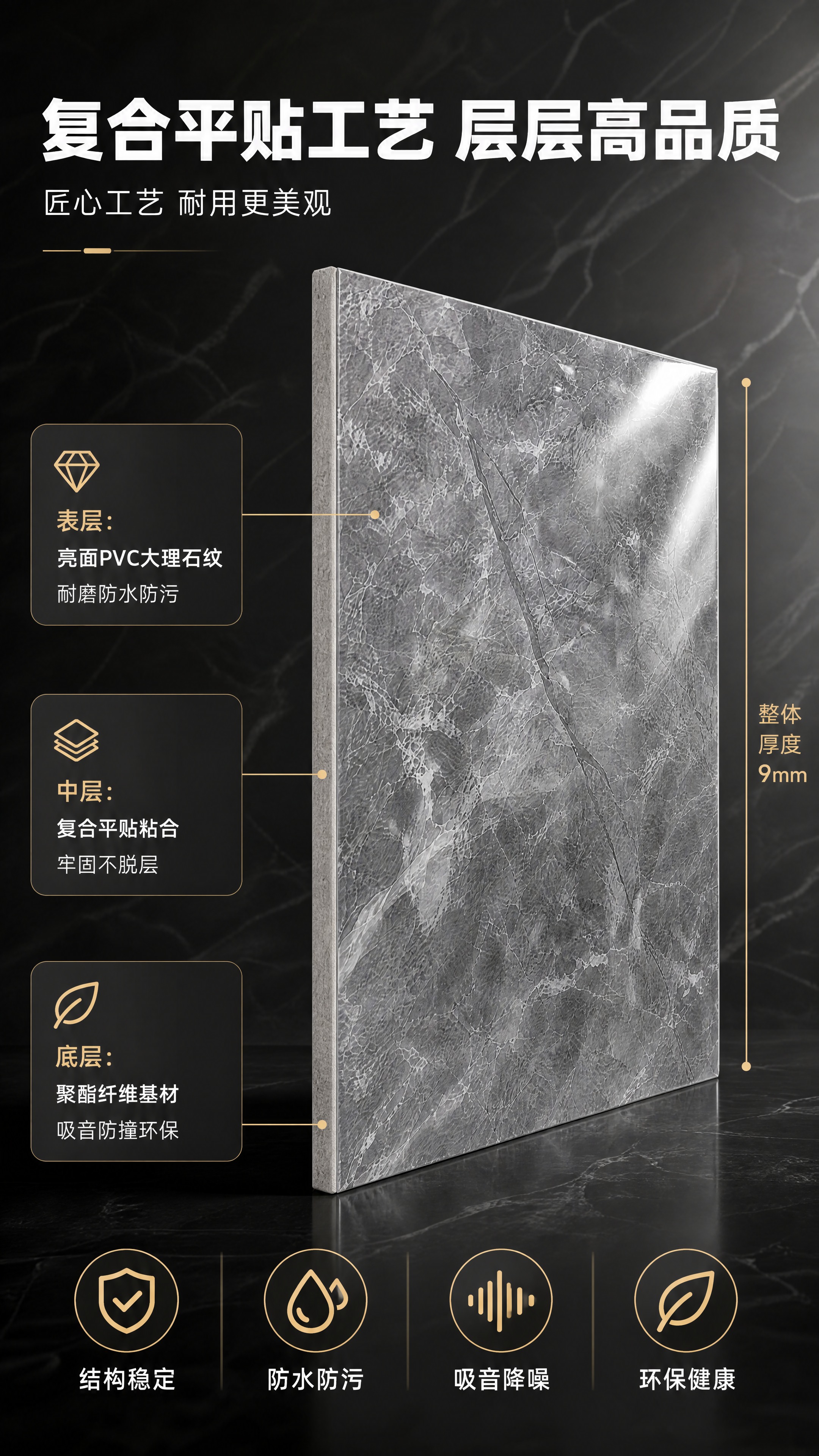 [商品] 使用【图1】大理石纹吸音板正面斜45度展示图；保留完… - 图片创意预览