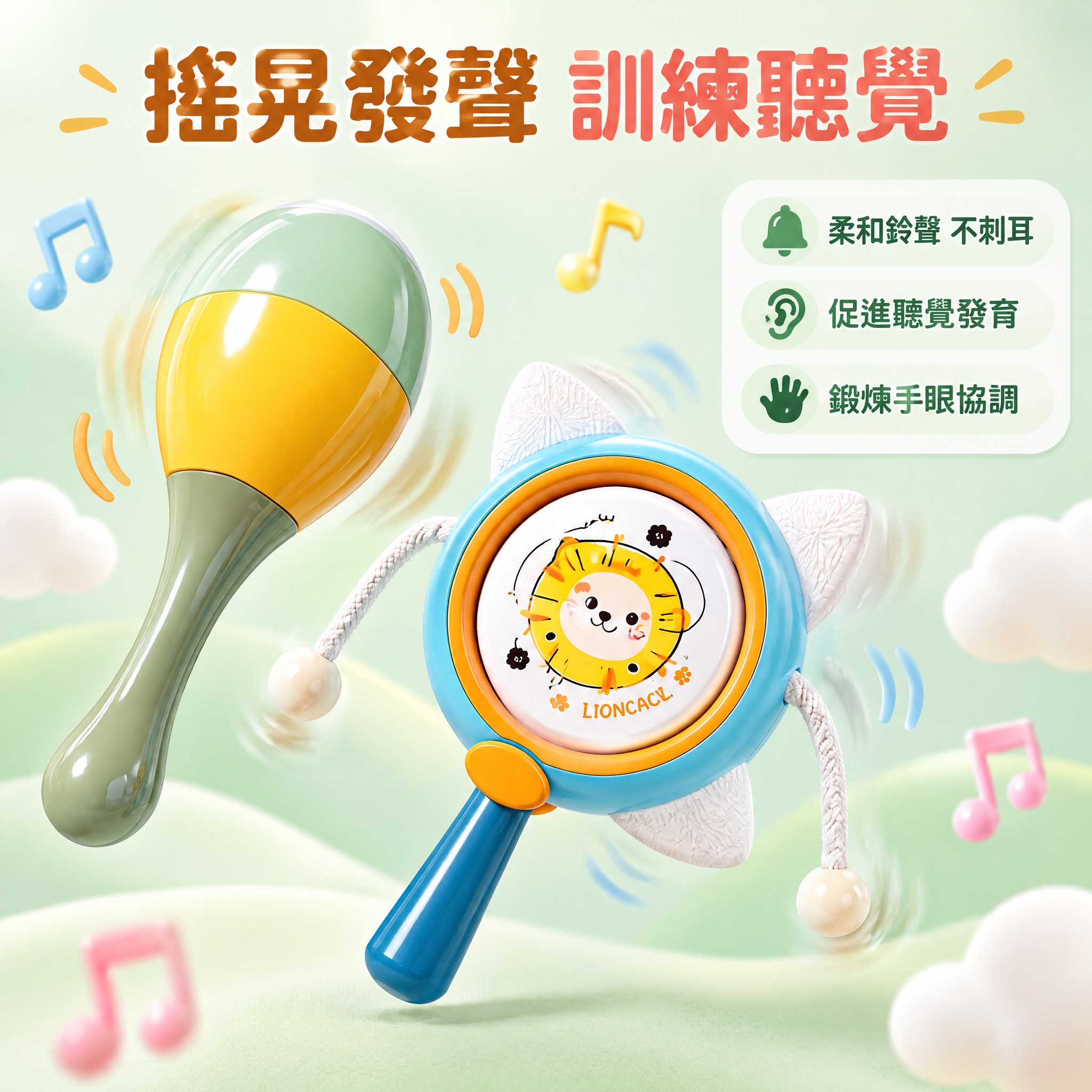 [主圖-2] 嬰兒聽覺抓握三件套 核心賣點-聽覺訓練 玩法展示… - 图片创意预览