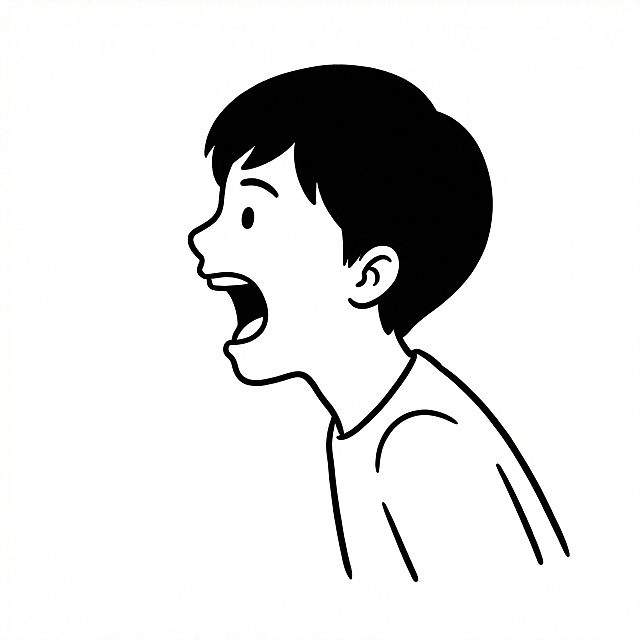 侧面形象，要有大口准备要东西的感觉