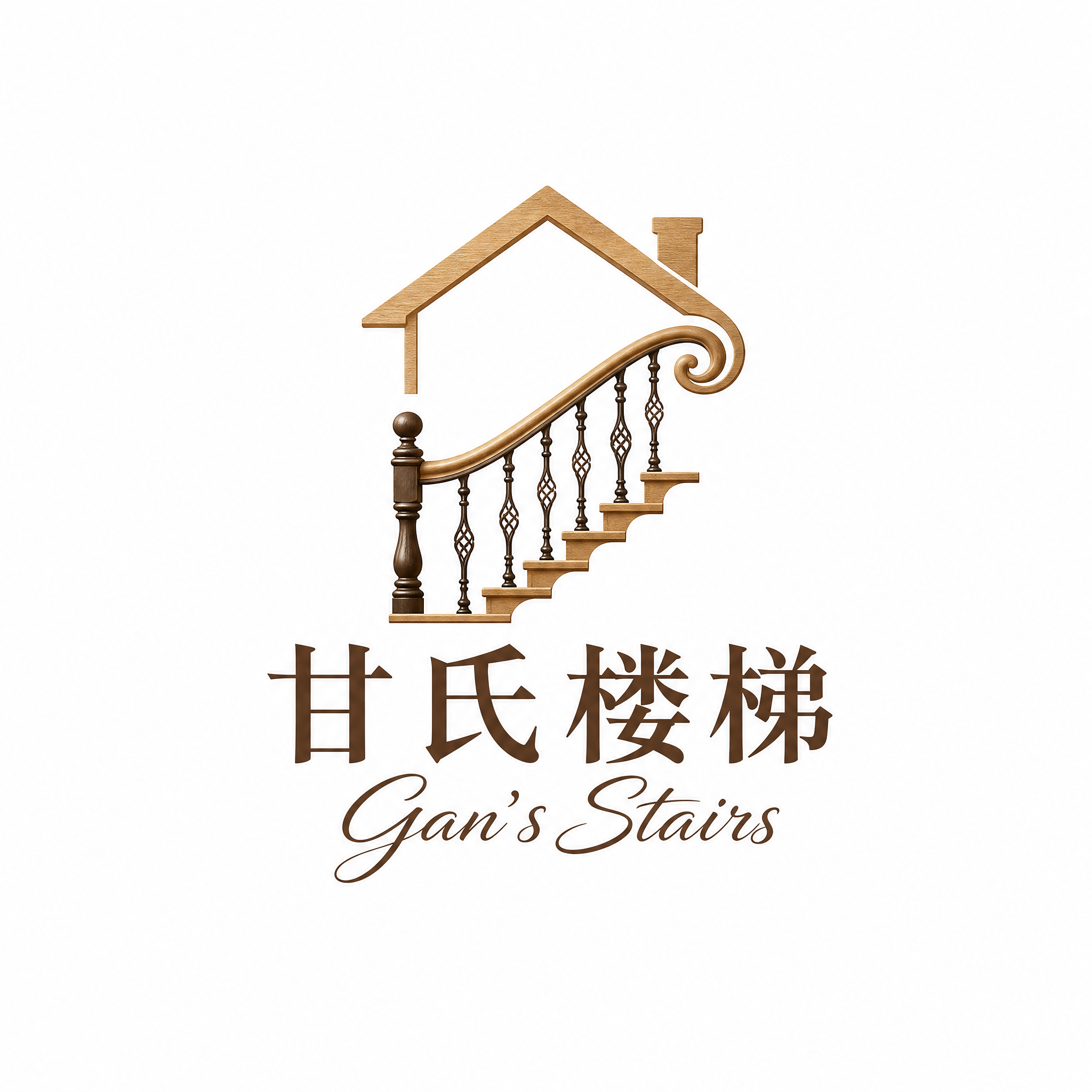 高端精致的图文组合Logo设计，实木铁艺楼梯扶手品牌。图形为一… - 图片创意预览