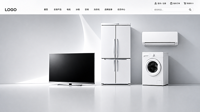 去掉第一屏主图区域的所有文字，仅保留纯净背景和家电产品