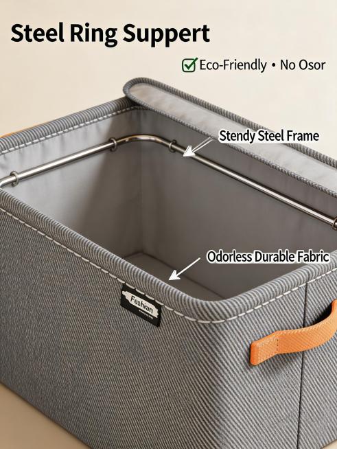 Generate the third 3:4 cross-border e-commerce main image, for steel ring clothes storage basket, cl预览效果