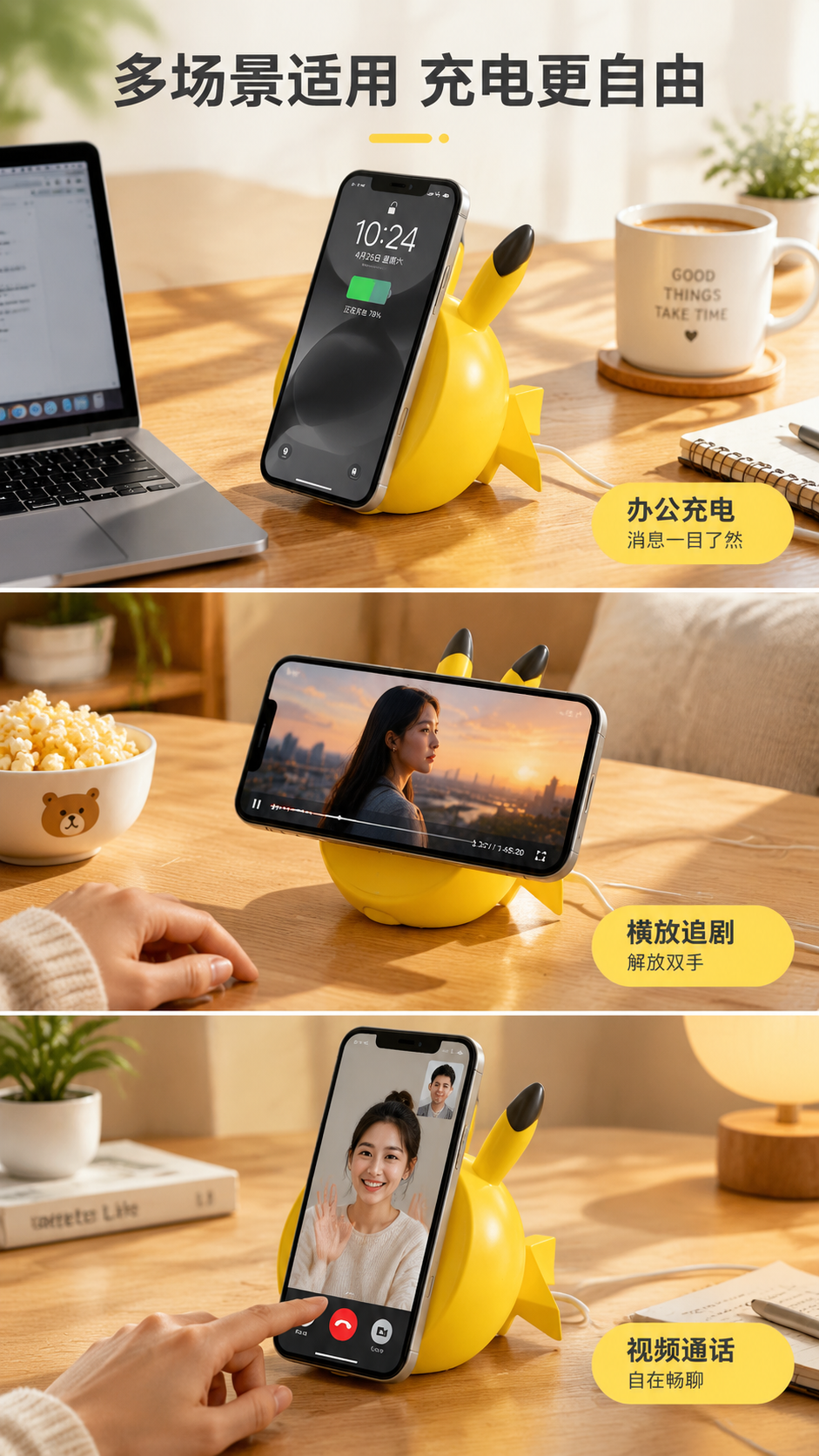 [商品] 使用【图1】黄色球形无线充电底座；保留黄色圆润主体、… - 图片创意预览