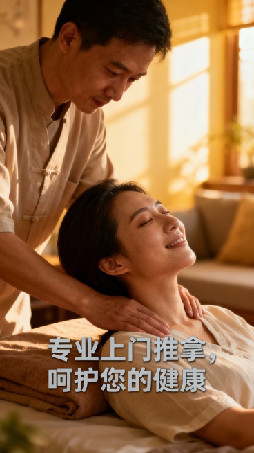 生成50张上门推拿图片，图片可以加一些文字预览效果