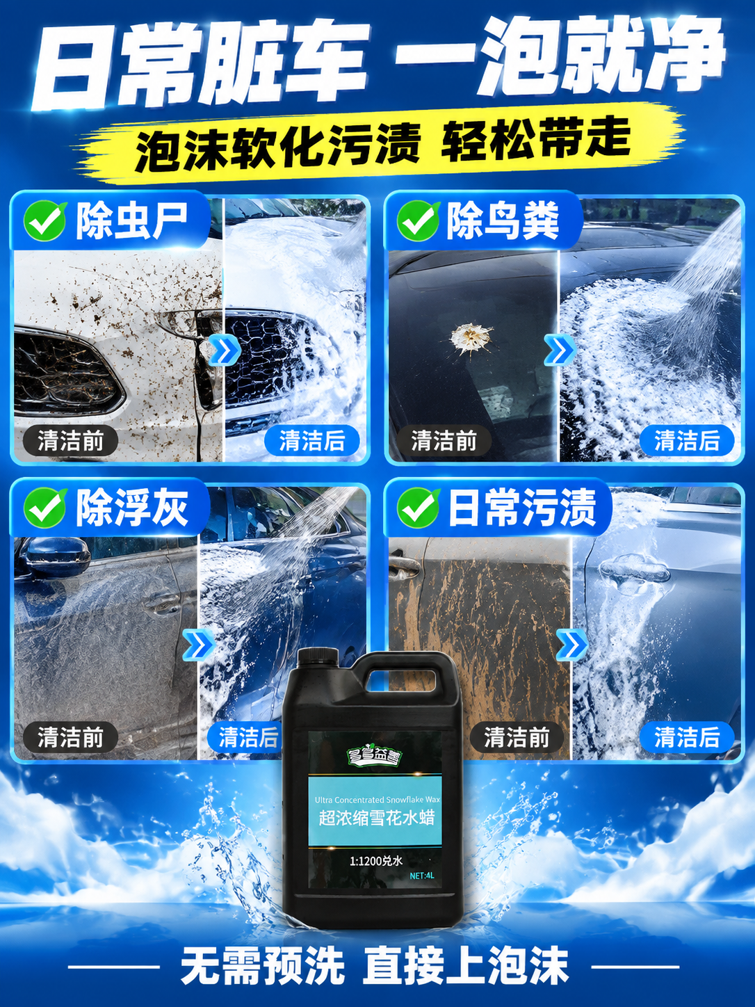 [商品] 使用【图1】多多益善超浓缩雪花水蜡4L黑色桶；保留黑… - 图片创意预览