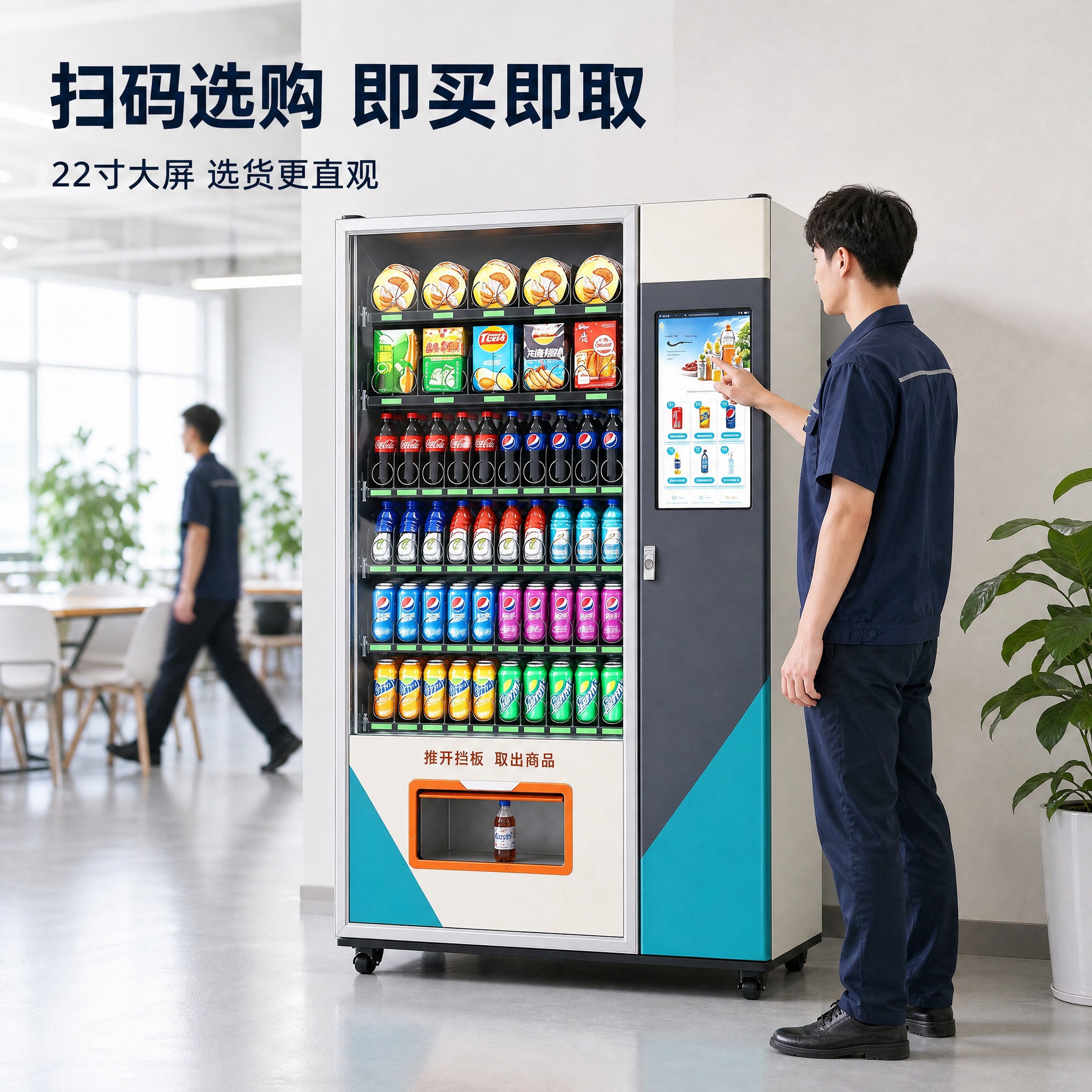 [主图-3] 触屏制冷大型售货机，真实使用场景图，主题“工厂车… - 图片创意预览