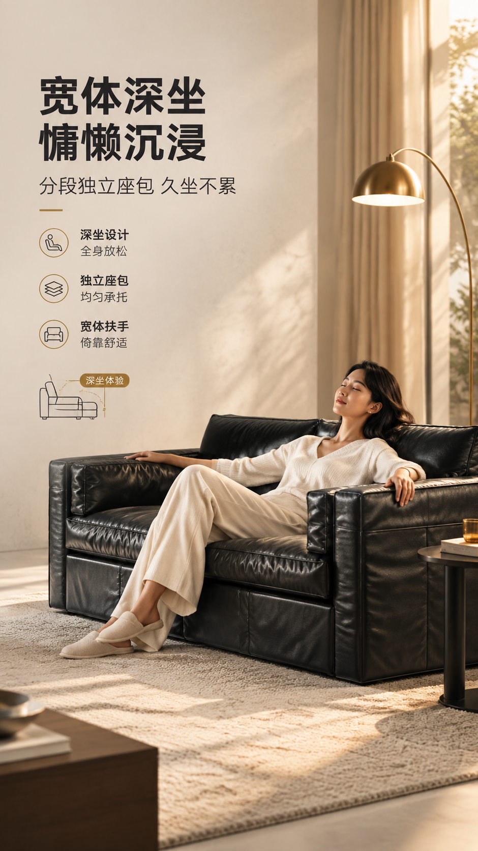 [商品] 使用【图1】LKS8901裙摆沙发黑色真皮款；保留方… - 图片创意预览