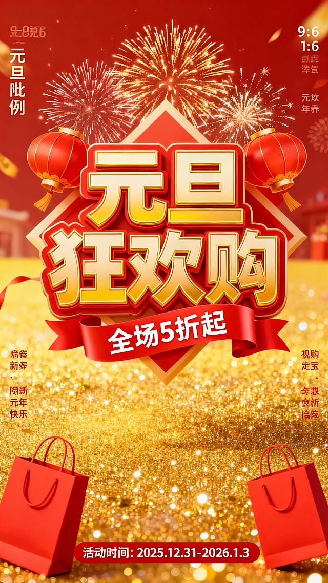 我要一张元旦海报，我是奥特莱斯的企划设计