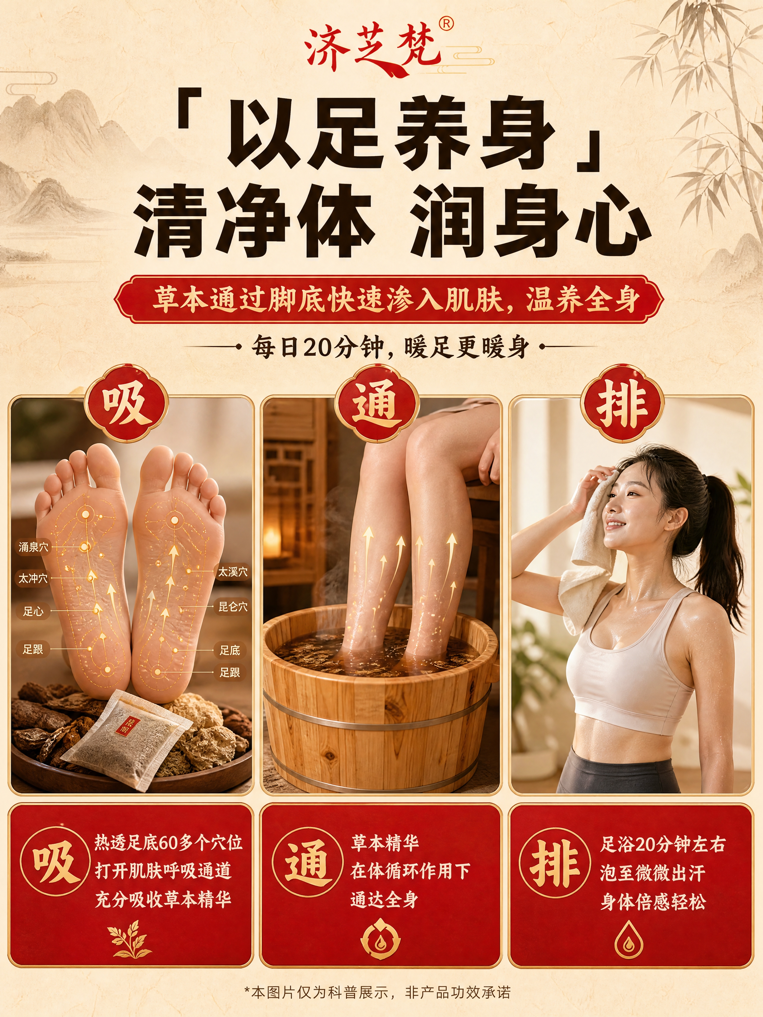 [商品] 使用【图1】济芝梵老北京草本泡脚包产品图作为品牌与产… - 图片创意预览