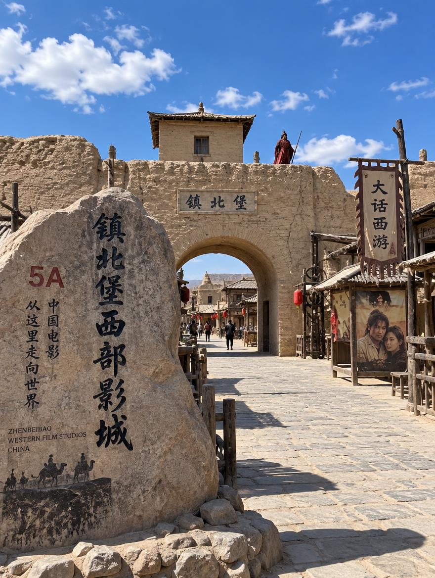 镇北堡西部影城高清实拍风景图，5A中国电影从这里走向世界，黄土… - 图片创意预览