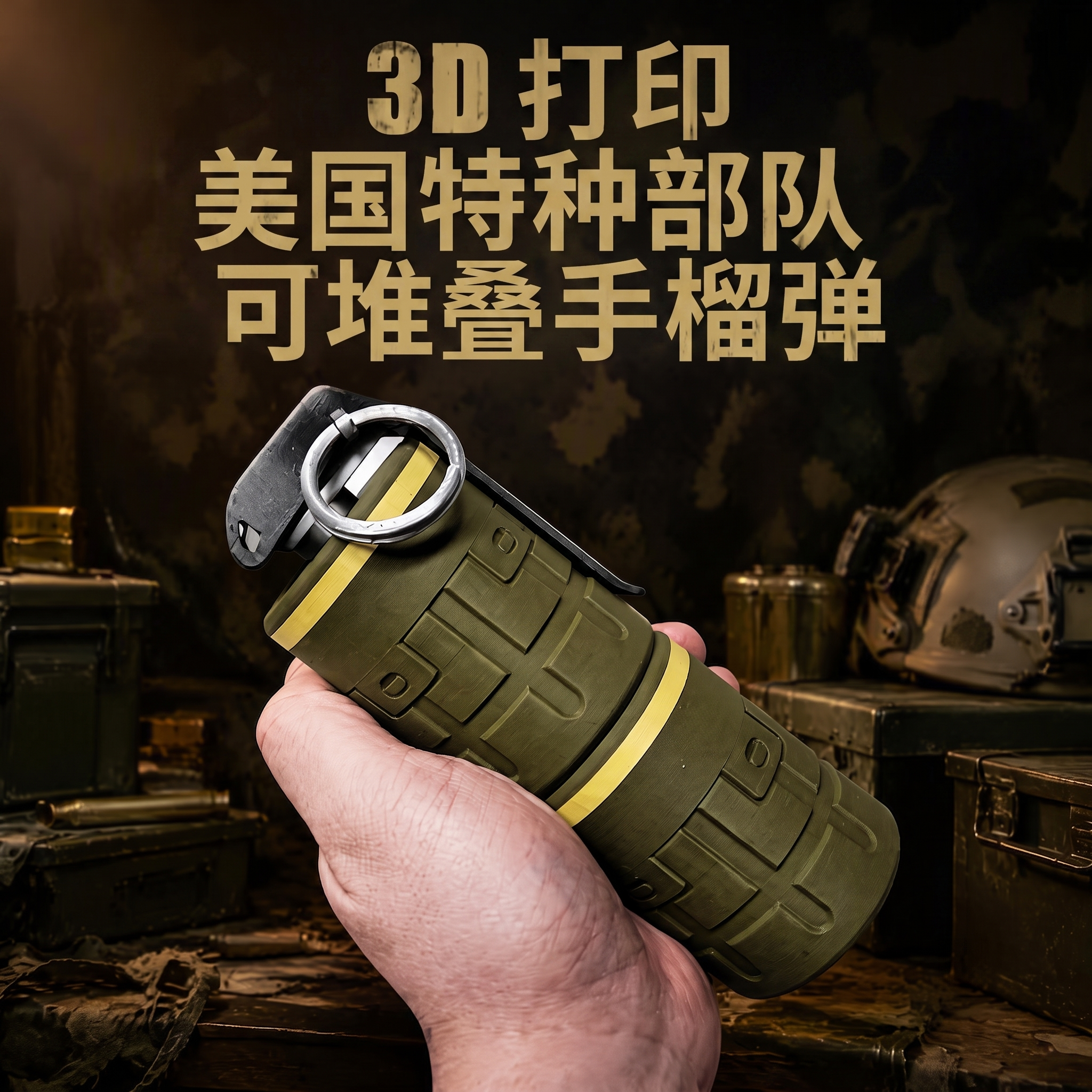 图片主体不变，把英文字体改为中文‘3D 打印 美国特种部队可堆… - 图片创意预览