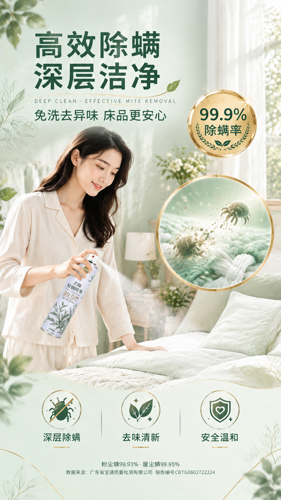 [画面] 目标：除螨效果页，高端香氛杂志风，与香型解析页风格统… - 图片创意预览