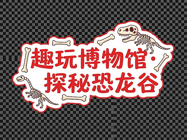 参照这个图片里面牌子的形式生成新的牌子，围绕趣玩·博物馆奇妙夜，这个主题生成自然博物馆的这种奇妙夜相关的牌子   高清大图 只要牌子 不要人物  需要6个牌子 每个牌子单独一张图片  风格参考图片里面的白底红字 但是要有自然博物馆元素。背景只要牌子不要其他元素  透明抠图背景