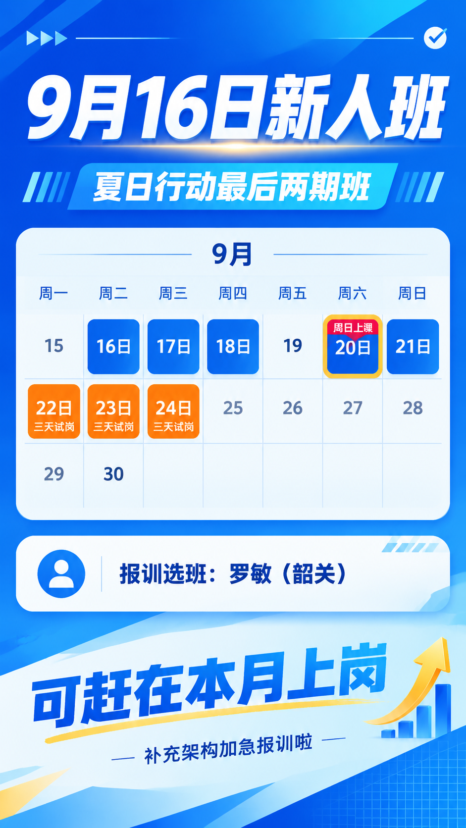 专业商务蓝风课程招生激励海报，竖版9:16，深蓝#0A52E3… - 图片创意预览