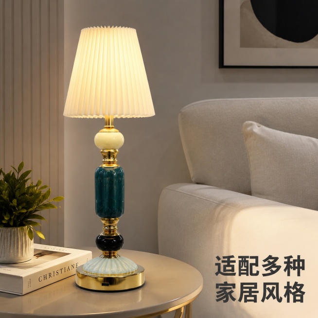 「图片1」，生成一套主图（5张），商品名称是陶瓷台灯，卖点是高端 ，适配拼多多平台，主图比例为1:1预览效果