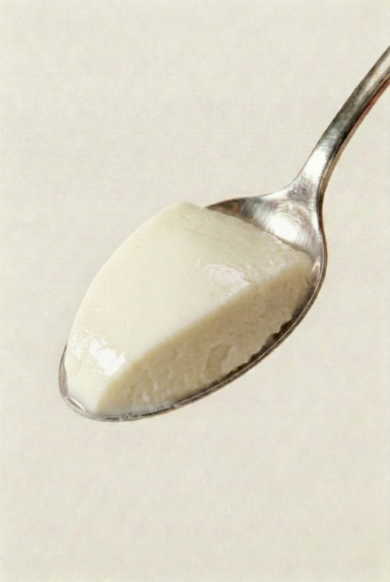 将草莓味乳酪替换为茉莉味，色泽为清新的淡奶白色，带有极淡的黄绿色调，保持水润的光泽感和紧实质地，无表面果粒预览效果