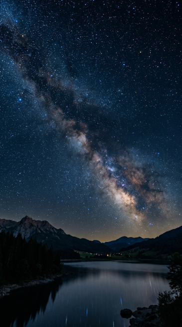 唯美夜晚星空壁纸，静谧深蓝色天空布满璀璨星星，银河横跨天际，星光闪烁，浪漫梦幻氛围感，高质量高清画面预览效果