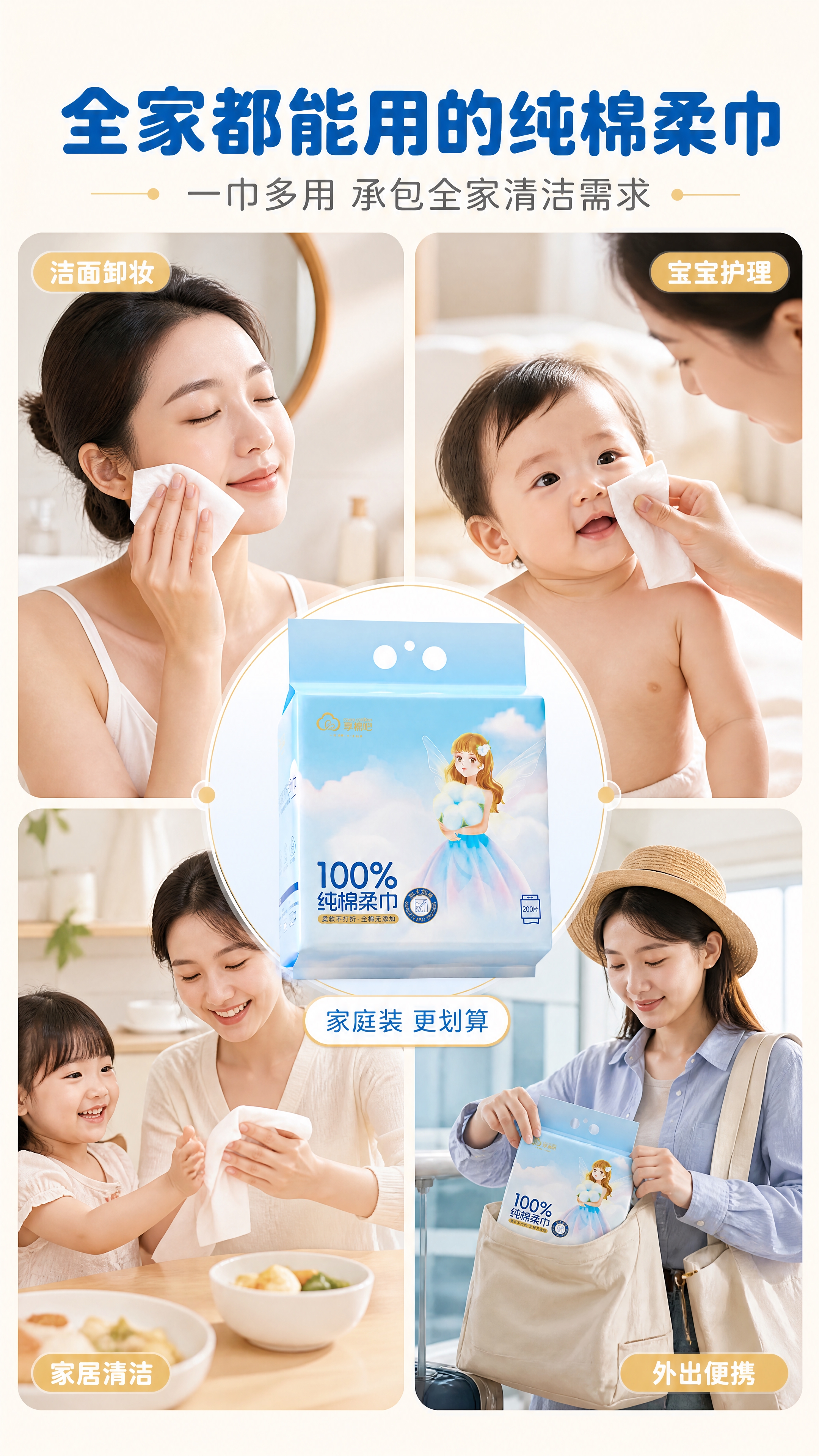 [商品] 使用【图1】享棉吧100%纯棉柔巾家庭装；保留包装外… - 图片创意预览