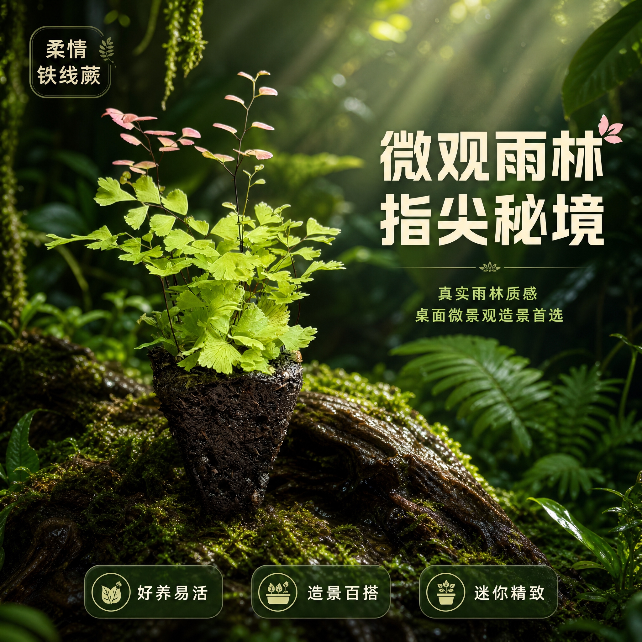[主图-1] 热带雨林空间氛围与单品呈现（吸睛首图）。 [统一… - 图片创意预览