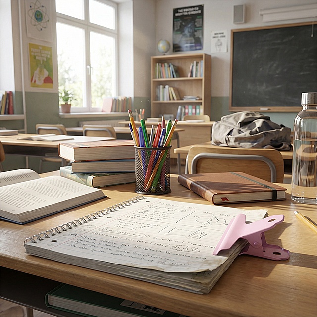 以图中的金属夹子为元素,适用于家庭、学校、办公室、绘图袋,生成6张跟金属夹子有关的图,比例 「1:1」