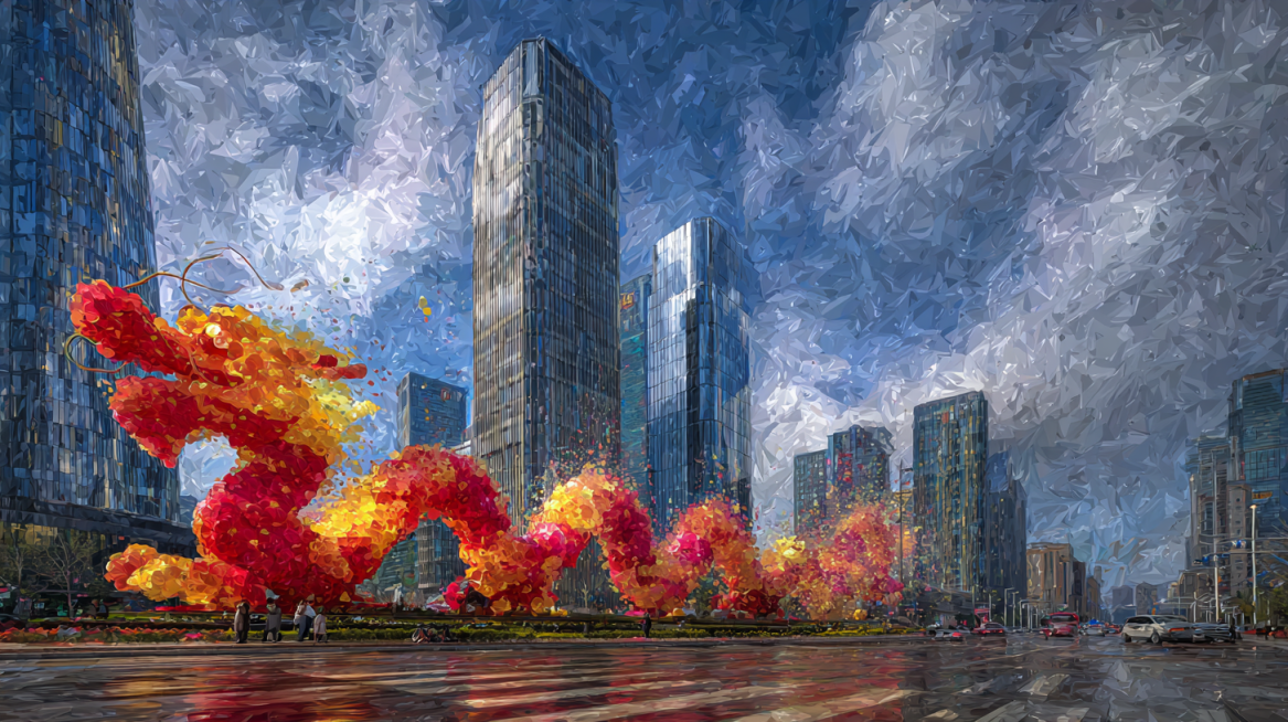 2026 Year of the Horse Spring Festival, giant strides through Lujiazui skyscrapers, strikes mallet a预览效果