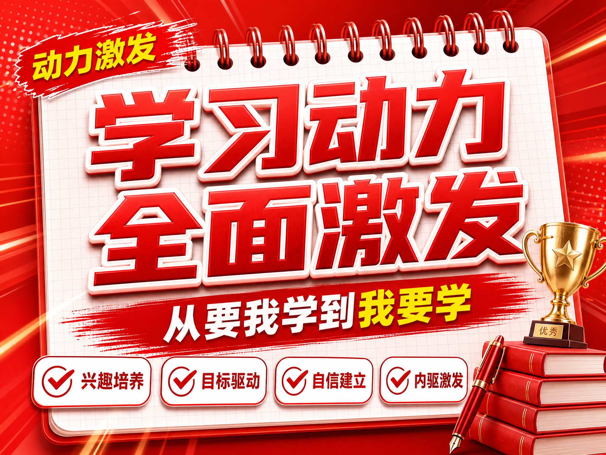 红色商务立体字风格开学季横版海报，红色线圈笔记本构图布局。画面… - 图片创意预览