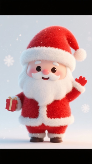 帮我生成一张毛绒绒的圣诞老人图，可爱卡通预览效果