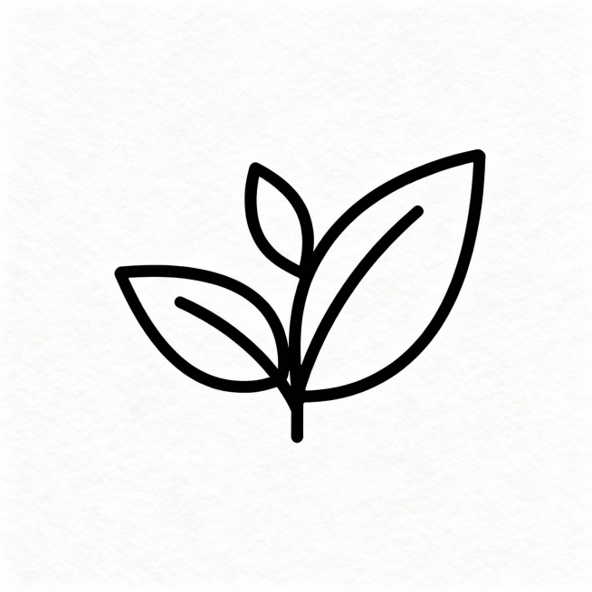 茶叶图标，线性风格，简约设计，线条流畅，单色，适合用于UI界面，清晰的茶叶轮廓，简洁的几何形状构成预览效果