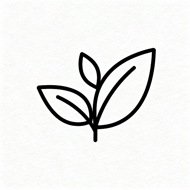 茶叶图标，线性风格，简约设计，线条流畅，单色，适合用于UI界面，清晰的茶叶轮廓，简洁的几何形状构成