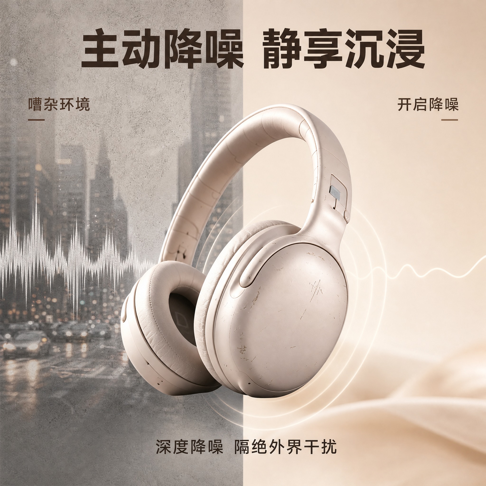 [主图-2] 核心价值 主动降噪效果可视化对比 [统一基调]… - 图片创意预览