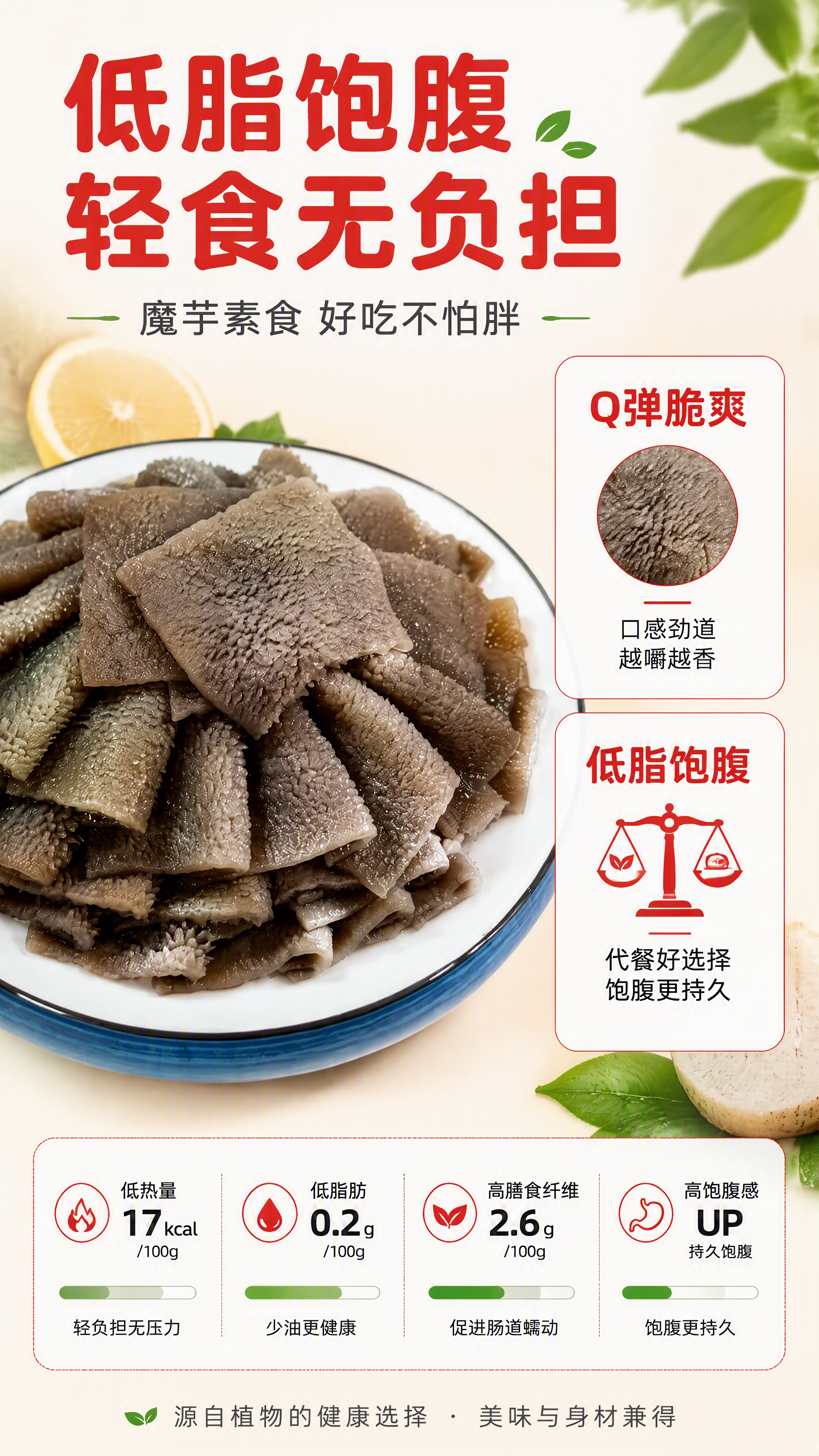 [第2张] 核心卖点页-低脂饱腹无负担+Q弹脆爽口感利益点。本… - 图片创意预览
