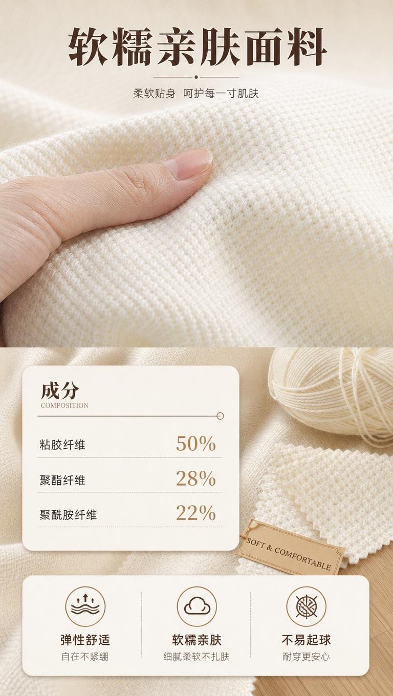 [商品] 使用【图2】奶白色半拉链翻领针织衫；商品处理：保留翻… - 图片创意预览