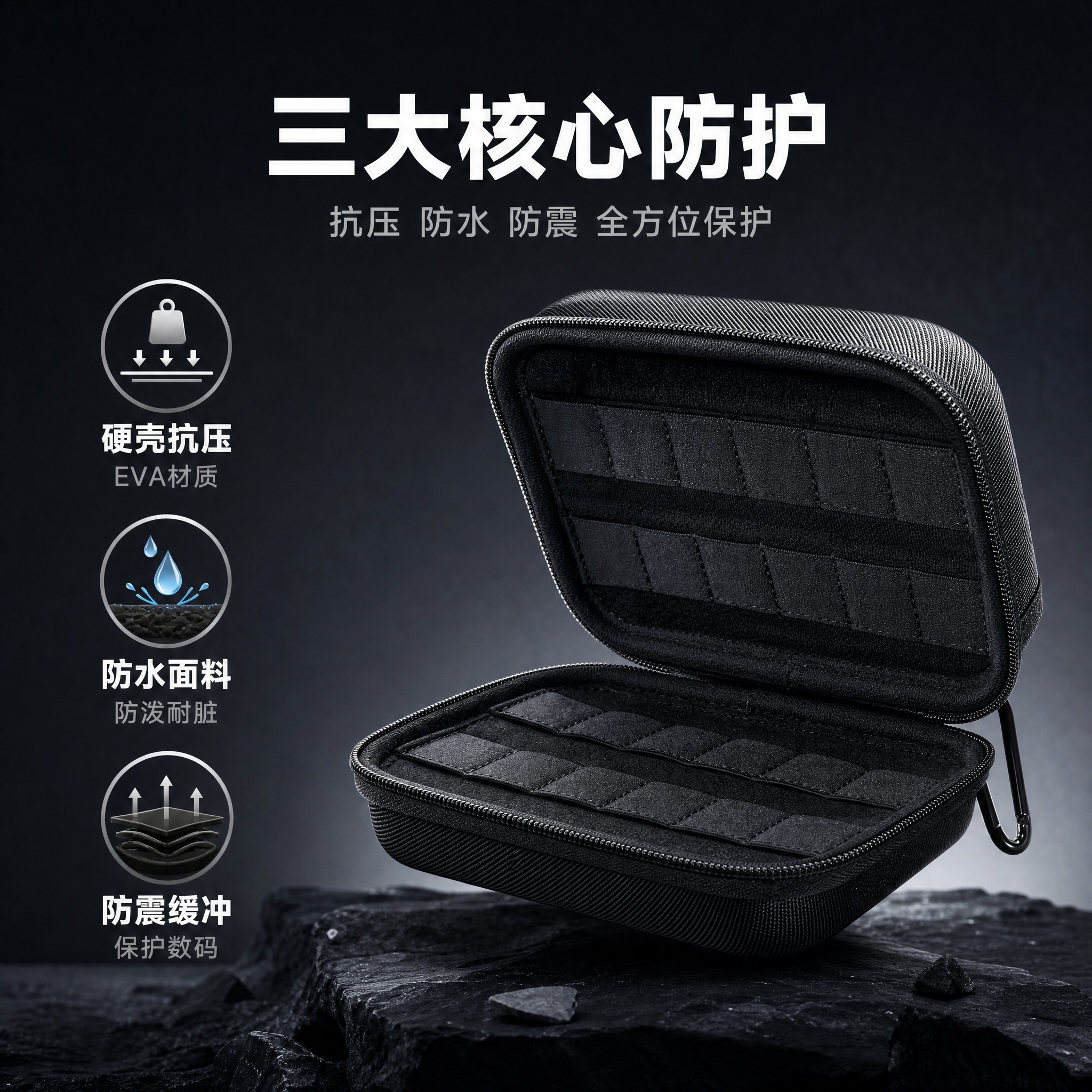 [主图-3] 主题：核心卖点解析 抗压防摔防水。唯一任务：用可… - 图片创意预览