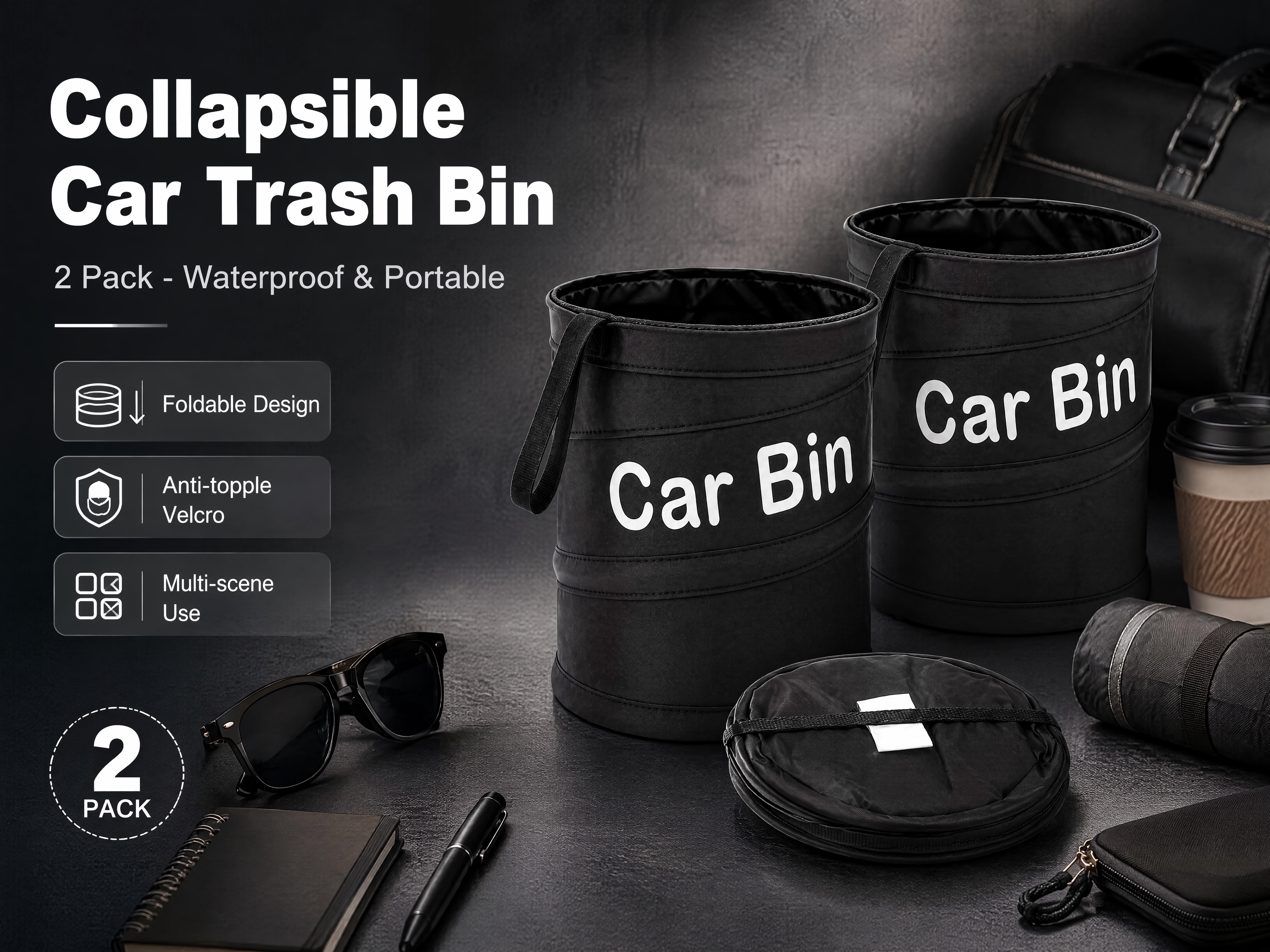 [商品] 使用【图1】【图3】黑色可折叠车载垃圾桶Car Bi… - 图片创意预览
