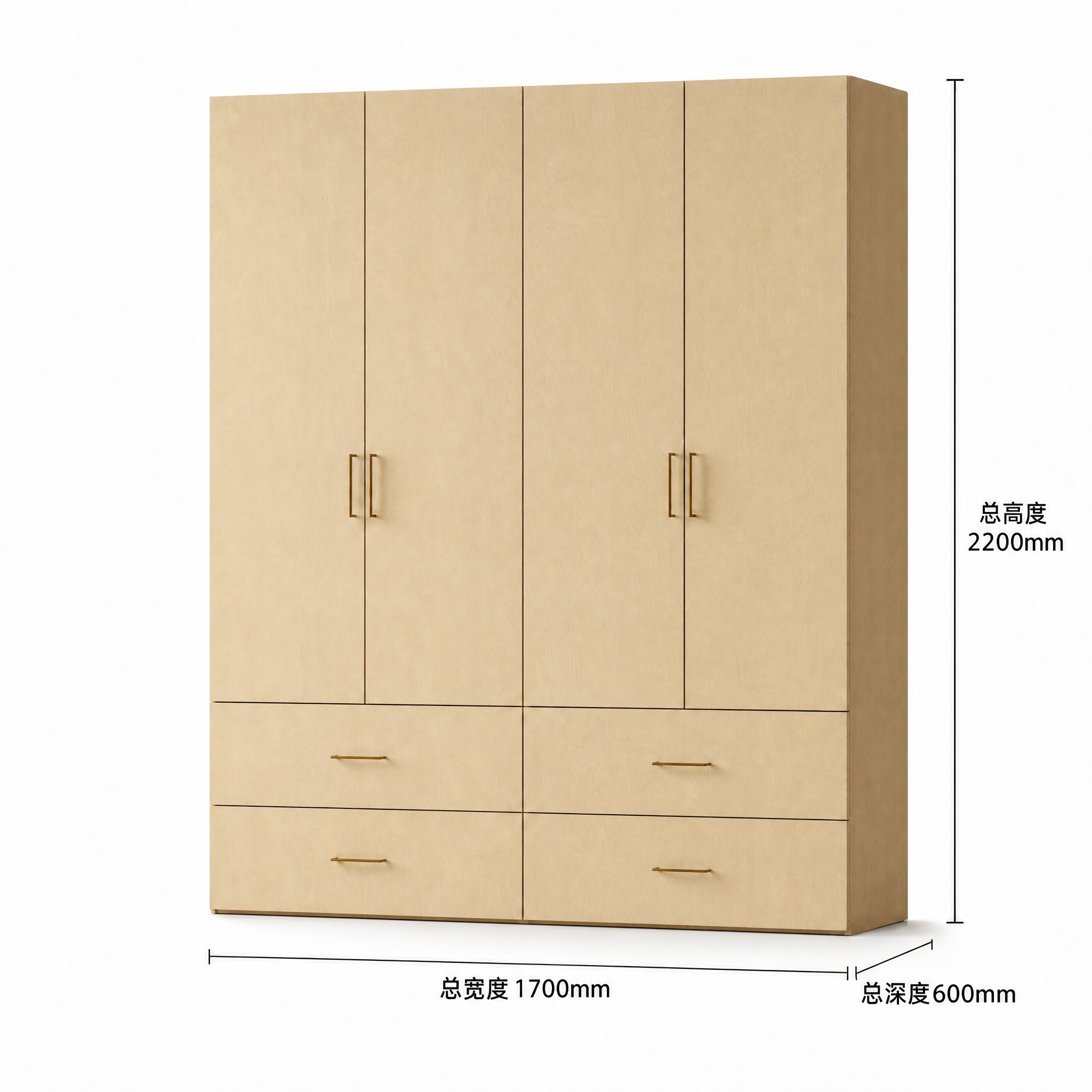 将图中总宽度标注的1400mm改为1700mm，柜体宽度按比例… - 图片创意预览