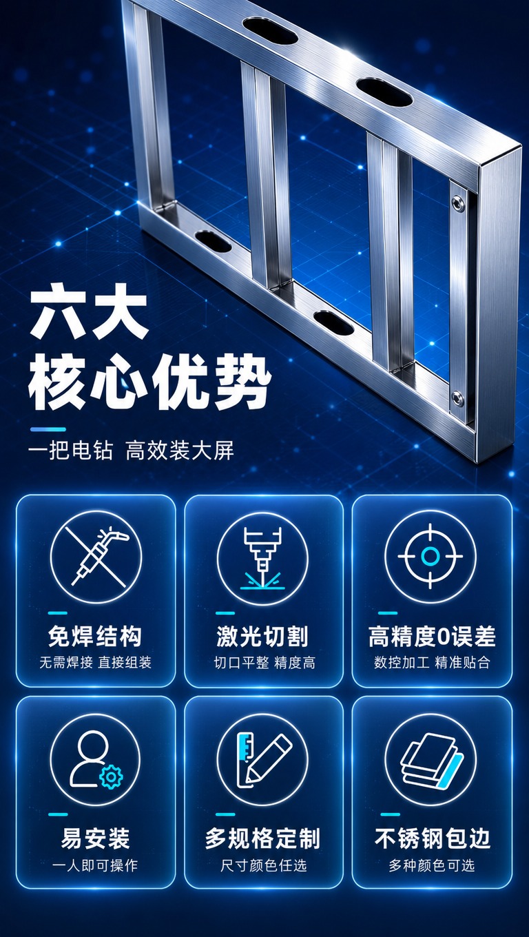 [商品] 使用【图2】LED显示屏E结构不锈钢框架局部特写；保… - 图片创意预览