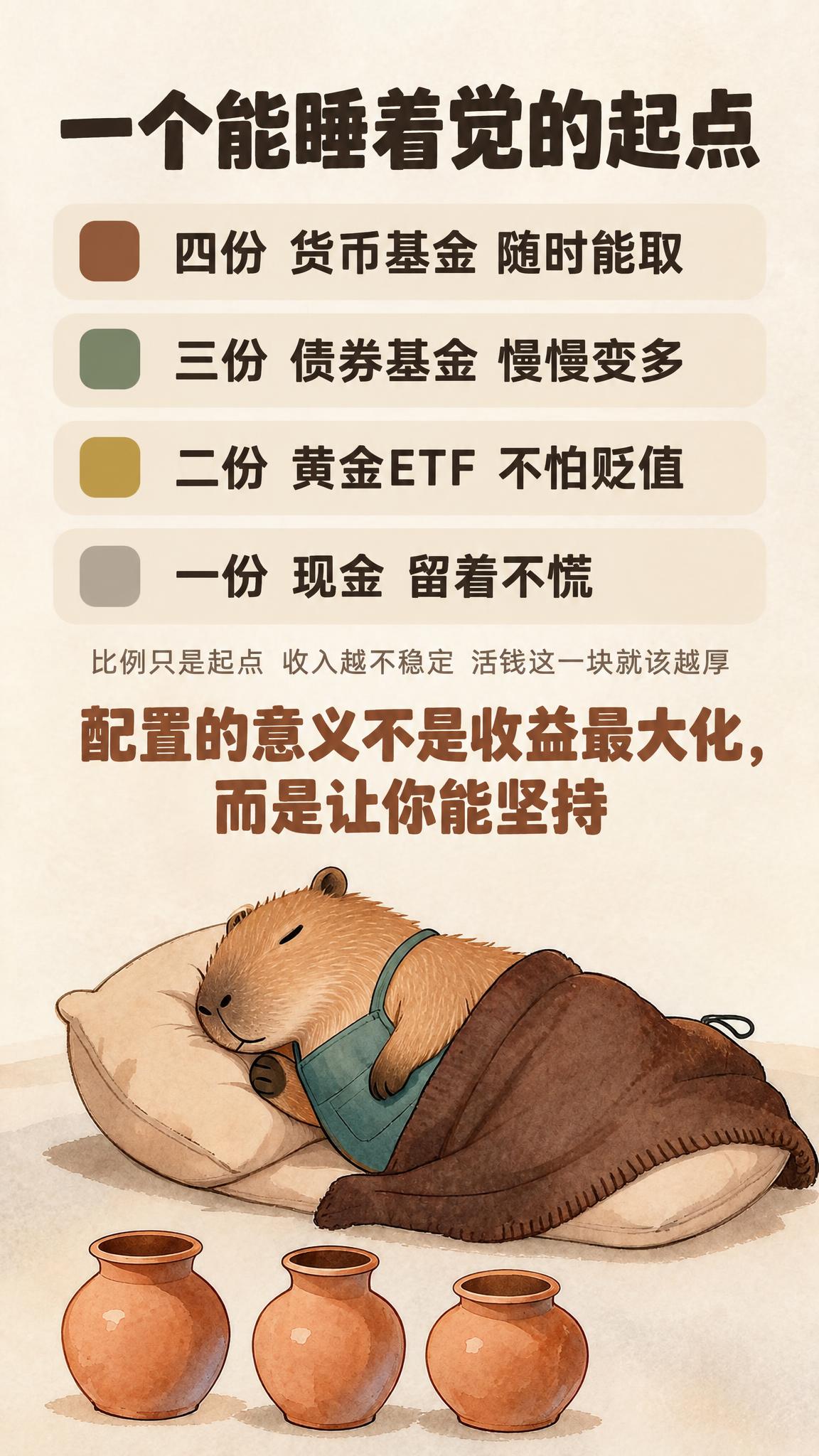 在这张水彩风格水豚睡觉的插画基础上，添加精确的文字、卡片和小方… - 图片创意预览
